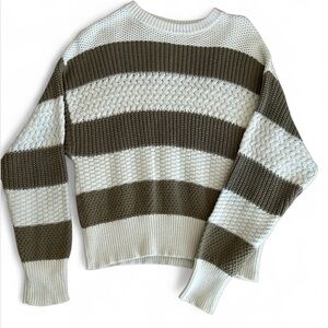 A New Day Green and Cream Crew Neck Sweater